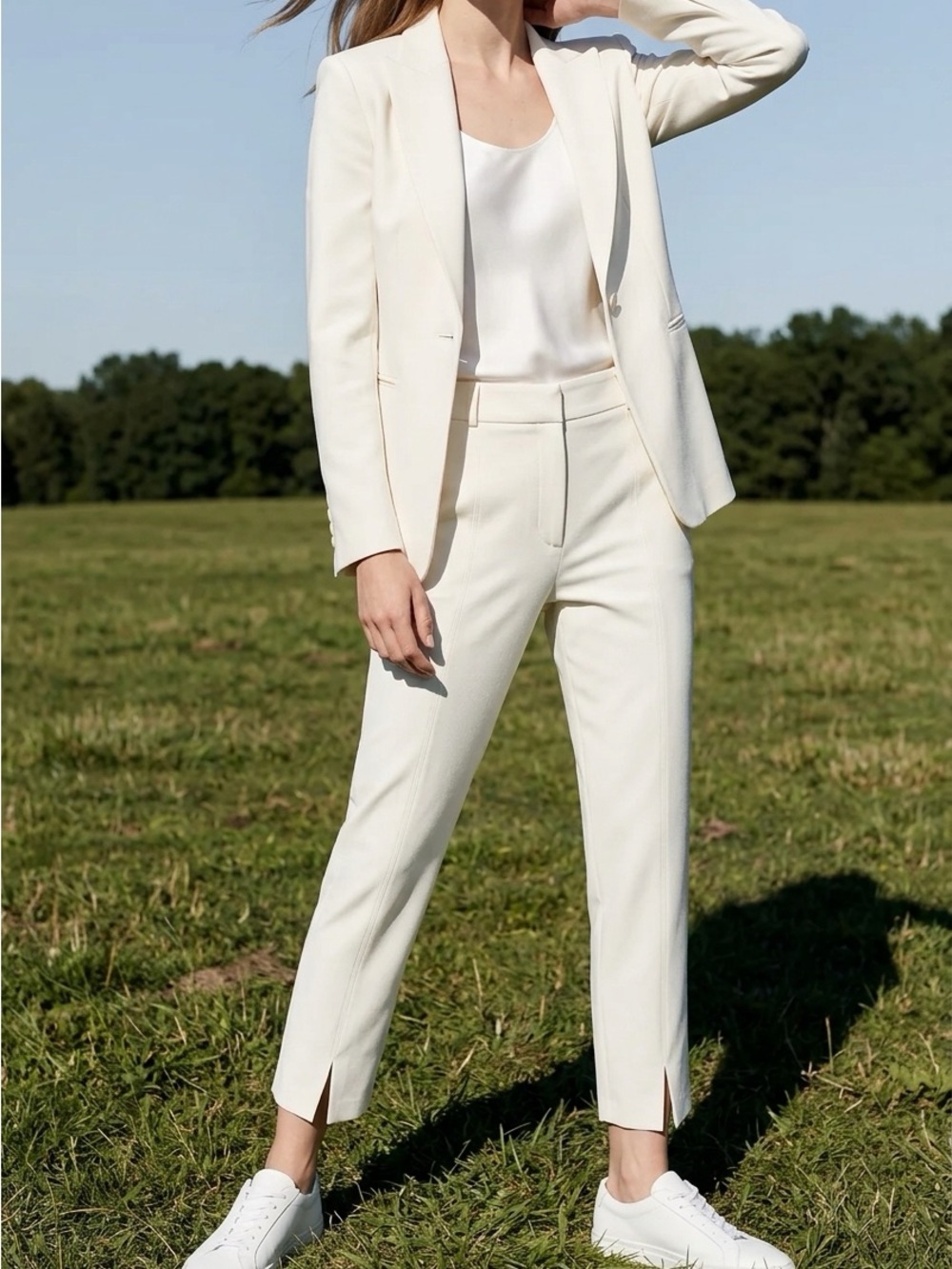 J McLaughlin Cropped Ponte Pants in White — Women's Tailored Ankle Pants